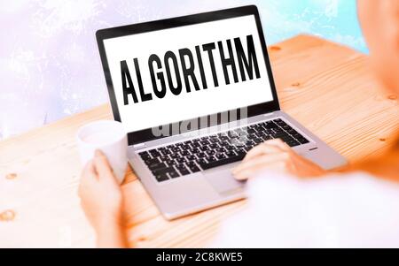Conceptual hand writing showing Algorithm. Concept meaning procedure for solving a problem or accomplishing tasks etc. Modern gadgets white screen und Stock Photo