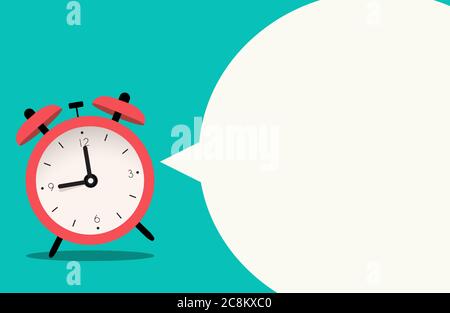 Alarm Clock Icon with speech bubble background. Vector Illustration Stock Vector
