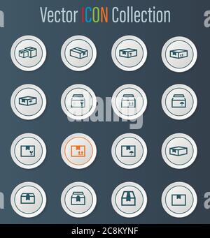 Paper box icons set. Simple style of 36 paper box vector icons for web ...