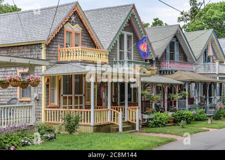 Gingerbread cottages on Martha's Vineyard Stock Photo