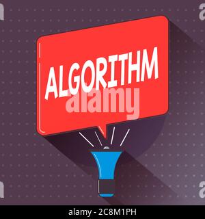 Text sign showing Algorithm. Business photo text procedure for solving a problem or accomplishing tasks etc. Megaphone Make Voice Louder Handheld Ampl Stock Photo