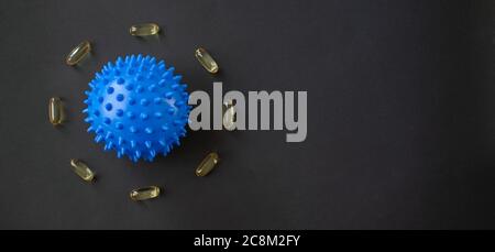 Covid-19. Abstract virus strain model of MERS-Cov with tablets. Syndrome coronavirus and Novel coronavirus 2019-nCoV. Virus Pandemic Protection Concep Stock Photo