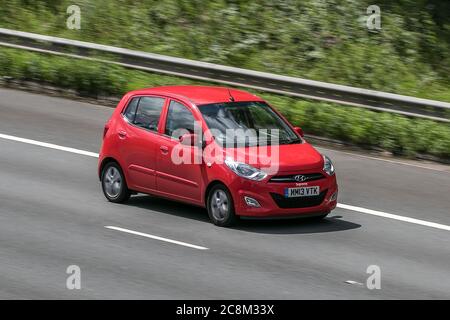 2013 red Hyundai I10 Active; moving vehicles, vehicle driving, roads ...