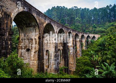 Nine Arch Bridge viewed from below in Ella, Sri Lanka Stock Photo