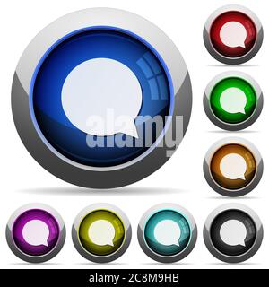 Set of round glossy chat buttons. Arranged layer structure. Stock Vector