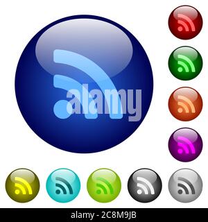 Set of color radio glass web buttons. Arranged layer structure. Stock Vector