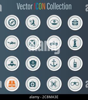 Coast Guard icons set Stock Vector