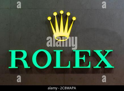 Swiss luxury watchmaker Rolex logo seen in Hong Kong Stock Swiss luxury watchmaker Rolex logo seen in Hong Kong Stock