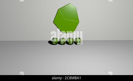3D representation of coal with icon on the wall and text arranged by metallic cubic letters on a mirror floor for concept meaning and slideshow presentation. background and black Stock Photo