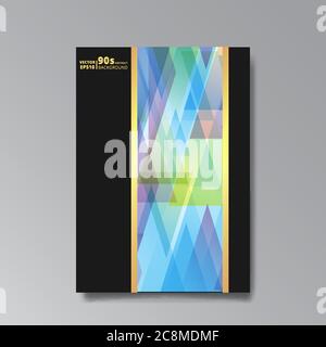 Chaos abstract geometric covers design. Cool halftone shiny gradients templates set. Fluid shapes poster composition. Retro futuristic creative 90s an Stock Vector