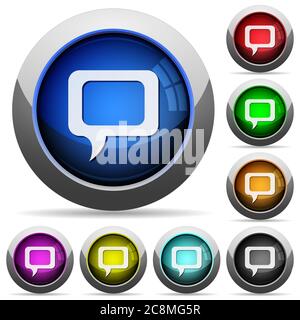 Set of round glossy comment buttons. Arranged layer structure. Stock Vector