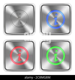 Color information icons engraved in glossy steel push buttons. Well organized layer structure, color swatches and graphic styles. Stock Vector