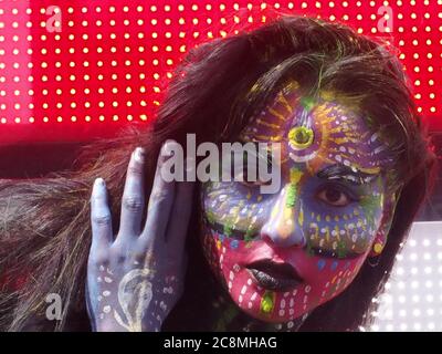 Nude Body Painting in Times Square, New York City Stock Photo - Alamy
