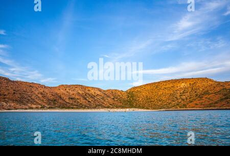 A tourist sea kayaking tour camp on Isla Espiritu Santo, BCS, Mexico. Stock Photo