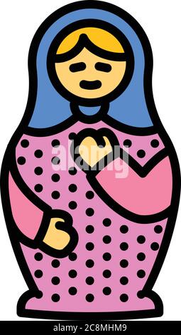Cute nesting doll icon. Outline cute nesting doll vector icon for web design isolated on white background Stock Vector