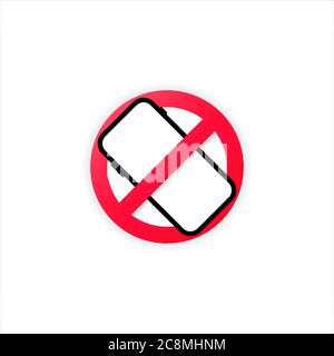 No cellphone zone sing in flat modern style design. Smartphone using is prohibited symbol. No mobile phone. Turn off your phone. Vector on isolated Stock Vector