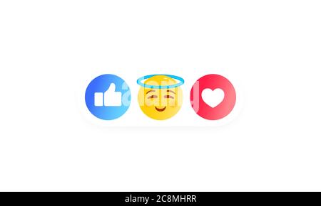 Set for social chat reactions. Like heart, smiley, thumb up icon like. Social media icons. Vector on isolated white background. EPS 10 Stock Vector