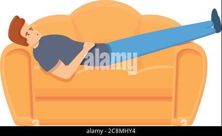 Habit rest on sofa icon. Cartoon of habit rest on sofa vector icon for web design isolated on white background Stock Vector