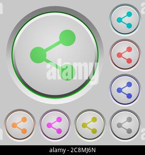 Set of share sunk push buttons. Well-organized layer, color swatch and graphic style structure. Easy to recolor. Stock Vector