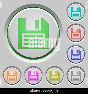 Set of color save sunk push buttons. Stock Vector