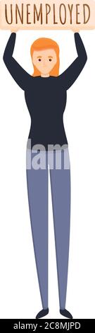 Sad jobless girl icon. Cartoon of sad jobless girl vector icon for web ...