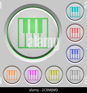 Set of color piano keyboard sunk push buttons. Stock Vector