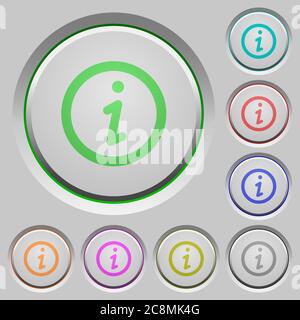 Set of Information sunk push buttons. Well-organized layer, color swatch and graphic style structure. Easy to recolor. Stock Vector
