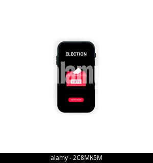 Voting Online on the Smartphone. Vote , election, digital device. Vector on isolated white background. EPS 10 Stock Vector