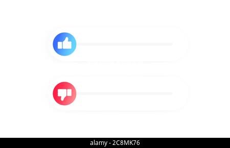 Rating of mobile app. Thumb up and thumb down. Flat icons like and dislike. Social concept. Button. Vector on isolated white background. EPS 10 Stock Vector