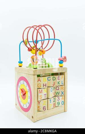 Wooden educational toy isolated on the white background. Stock Photo