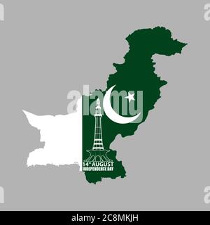 Vector Illustration of Pakistan Independence Day 14th August. Minar e Pakistan a famous historical minaret abstract Stock Vector