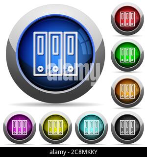 Set of round glossy binders buttons. Arranged layer structure. Stock Vector