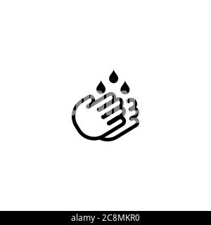 Hand washing line icon. Cleaning with water drop. Hygiene symbol. Moisturizing oil. Skin care sign. Vector on isolated white background. EPS 10 Stock Vector