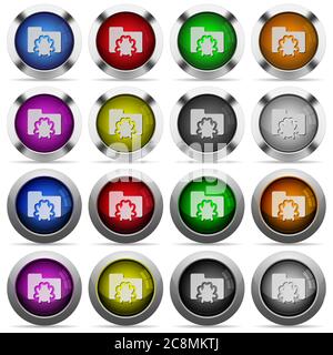 Set of bug quarantine folder glossy web buttons. Arranged layer structure. Stock Vector