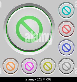 Set of color blocked sunk push buttons. Stock Vector
