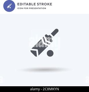 Cricket icon vector, filled flat sign, solid pictogram isolated on white, logo illustration. Cricket icon for presentation. Stock Vector