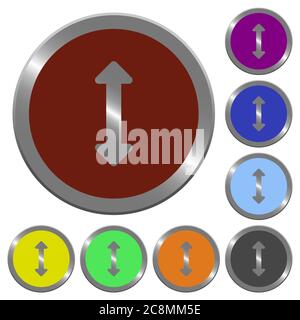 Set of glossy coin-like color resize vertical buttons. Stock Vector