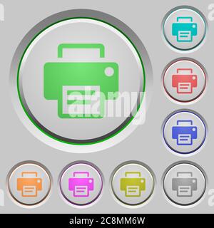 Set of color printer sunk push buttons. Stock Vector