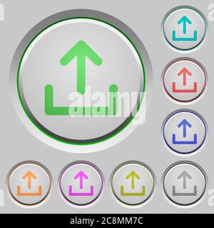 Set of upload sunk push buttons. Well-organized layer, color swatch and graphic style structure. Easy to recolor. Stock Vector