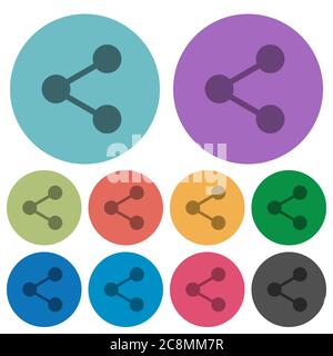 Color share flat icon set on round background. 10 variations included. Stock Vector