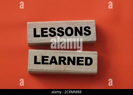 Learn learmed words on wooden blocks, lbusiness or education concept Stock Photo