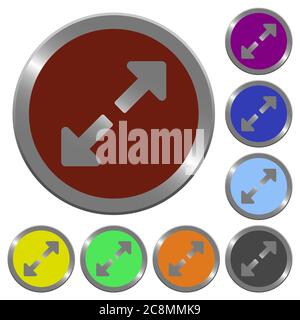 Set of glossy coin-like color resize full buttons. Stock Vector