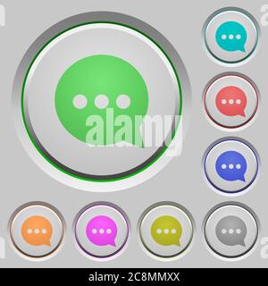 Set of color Working chat sunk push buttons. Stock Vector