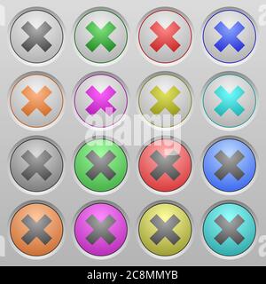 Set of cancel plastic sunk spherical buttons. Stock Vector