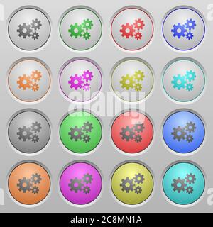 Set of gears plastic sunk spherical buttons. Stock Vector