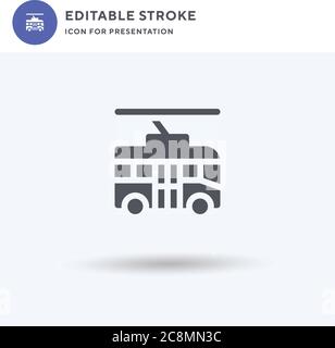 Trolley Bus icon vector, filled flat sign, solid pictogram isolated on white, logo illustration. Trolley Bus icon for presentation. Stock Vector