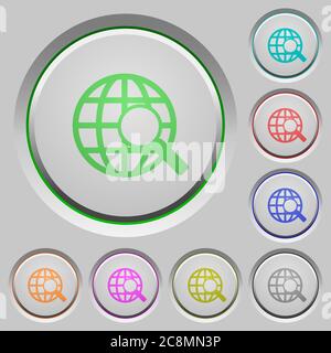 Set of color web search sunk push buttons. Stock Vector