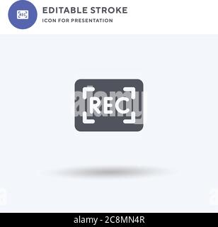 Record icon vector, filled flat sign, solid pictogram isolated on white, logo illustration. Record icon for presentation. Stock Vector