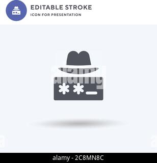 Passkey icon vector, filled flat sign, solid pictogram isolated on white, logo illustration. Passkey icon for presentation. Stock Vector