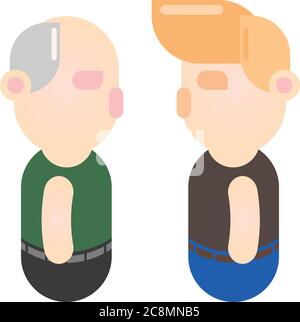 Old vs Young Person Character Figure Vector Illustration Stock Vector